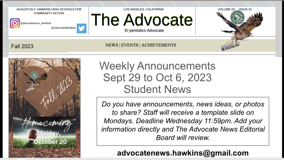 Weekly Announcements, 9-29-2023